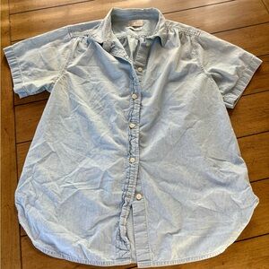 J.crew Chambray Short Sleeve Denim Button Up Shirt, Size 8
